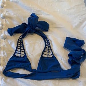 Acacia Swimwear Blue Crochet Bikini Top